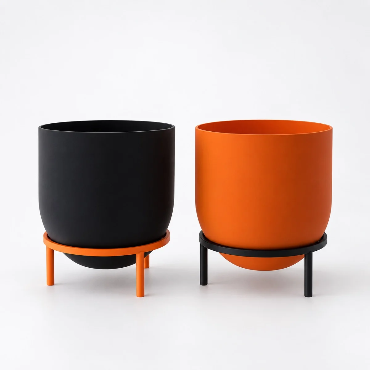 丸鉢スタンドセット - PLANTS POLEシリーズの3Dプリント製 鉢カバー+3本脚スタンド -